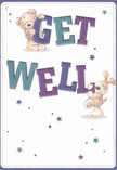 Sunshine and positivity radiate from this charming get well card, reminiscent of the warm welcomes found at community gatherings in Sands End. Two delightful companions-a plush teddy and an exuberant floppy-eared pup-appear to spring joyfully from the illustration, each supporting and balancing vivid, oversized letters spelling out 'Get Well.' Their illustrated fur looks irresistibly comforting, soft enough to conjure the embrace of a treasured friend or the delicate touch of freshly gathered flowers. Indigo and teal text contrasts confidently against a light cream backdrop, bringing a sense of vibrant hope and reassurance. Dotted across the design, stars in rich purples and blues dance like playful sparks, infusing the card with whimsy and lightness. The overall tone is pure warmth, echoing the gentle care of a local Sands End florist who creates every bouquet with heartfelt intent. Paired with flowers, this card becomes a message of healing-a tender reminder of the kindness and support woven into Sands End's community fabric.